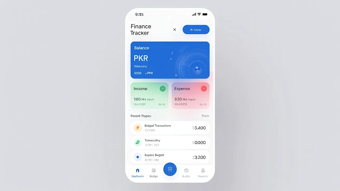 Finance Tracker: Published promotional visual · not verified product UI